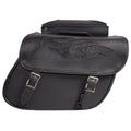 PVC Saddlebag With Flames: Features:

Dimensions: 14" x 6" x 10"
Zip off bag with heavy duty velcro cover
Universal fitting
I