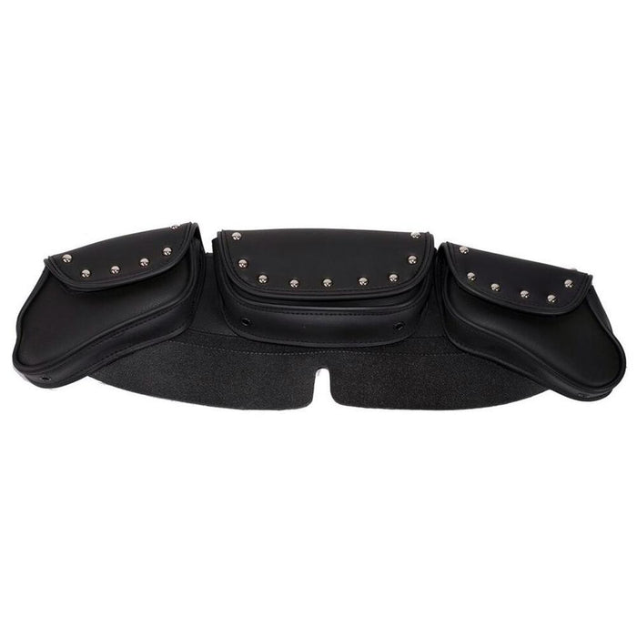 PVC Windshield Bag With Studs: Features:

Heavy Durable PVC
Features Studs
PVC Windshield Bag Set (3 Compartments)
Dimensions