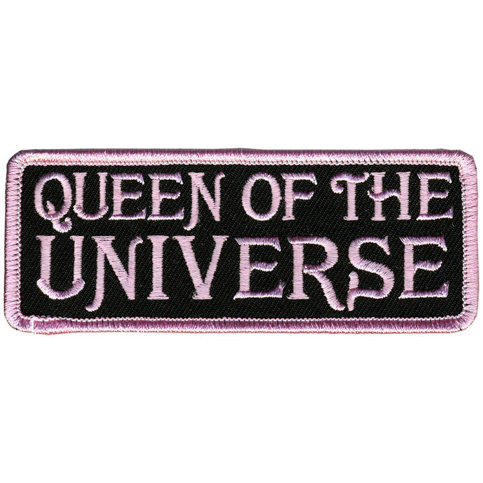 Queen of The Universe Patch 4 Inch: Description
"Queen of the Universe" embroidered in fancy pink lettering on a black backgr