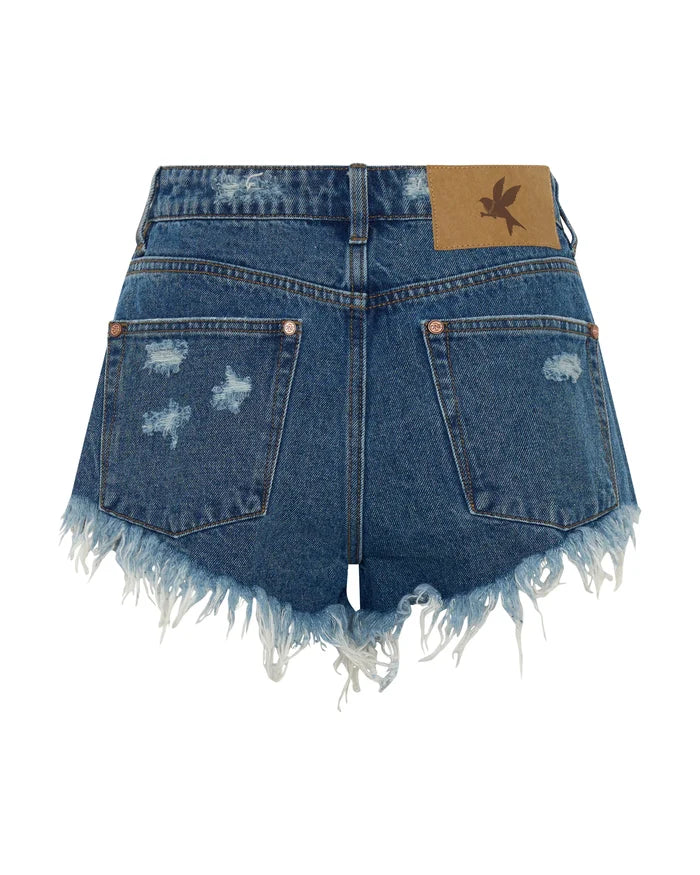 Shorts One Teaspoon Renegades High Waist Denim Shorts Badlands Blue Apoella