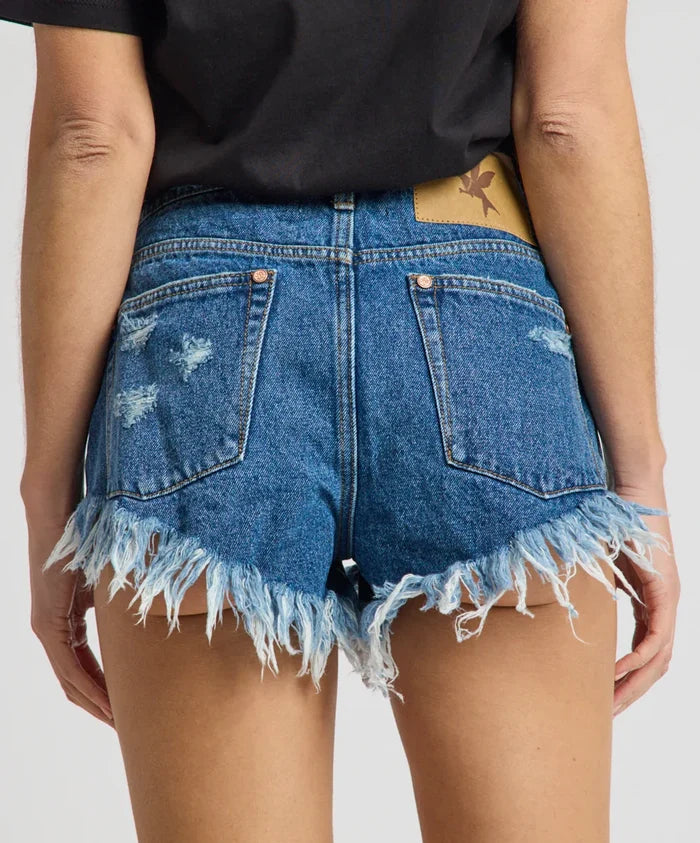 Shorts One Teaspoon Renegades High Waist Denim Shorts Badlands Blue Apoella