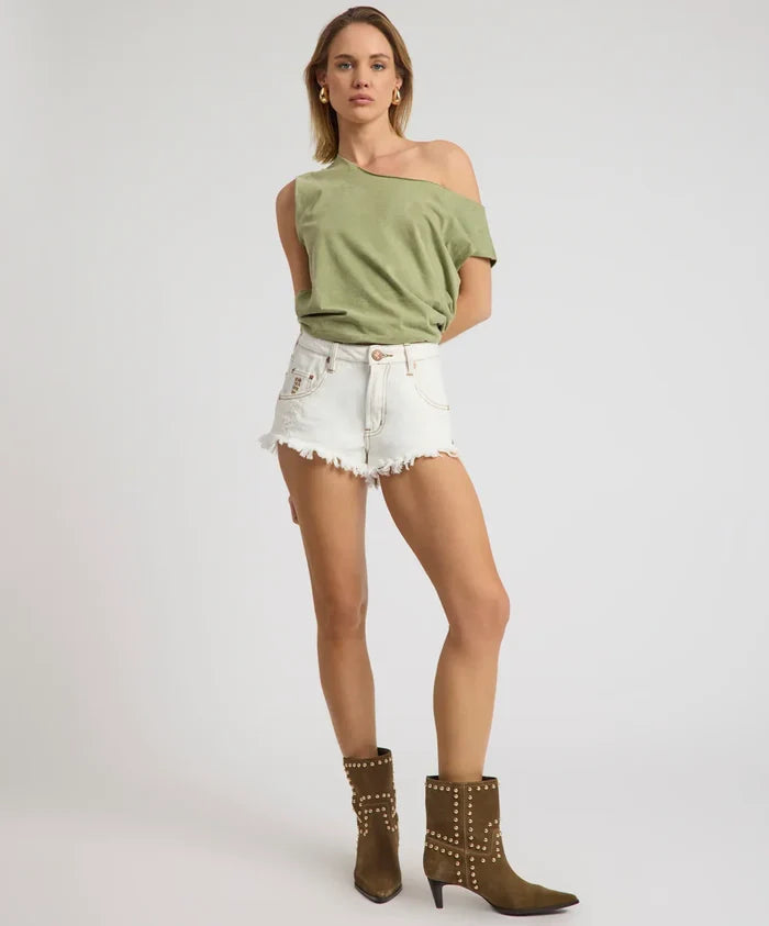 Shorts One Teaspoon Renegades High Waist Denim Shorts White Beauty Apoella