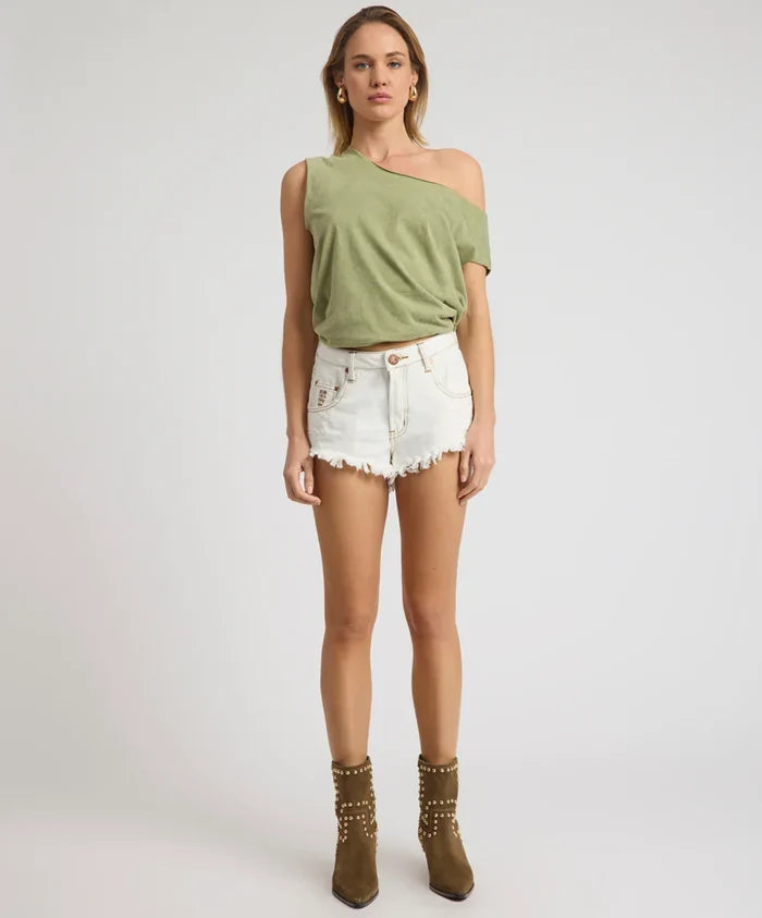 Shorts One Teaspoon Renegades High Waist Denim Shorts White Beauty Apoella