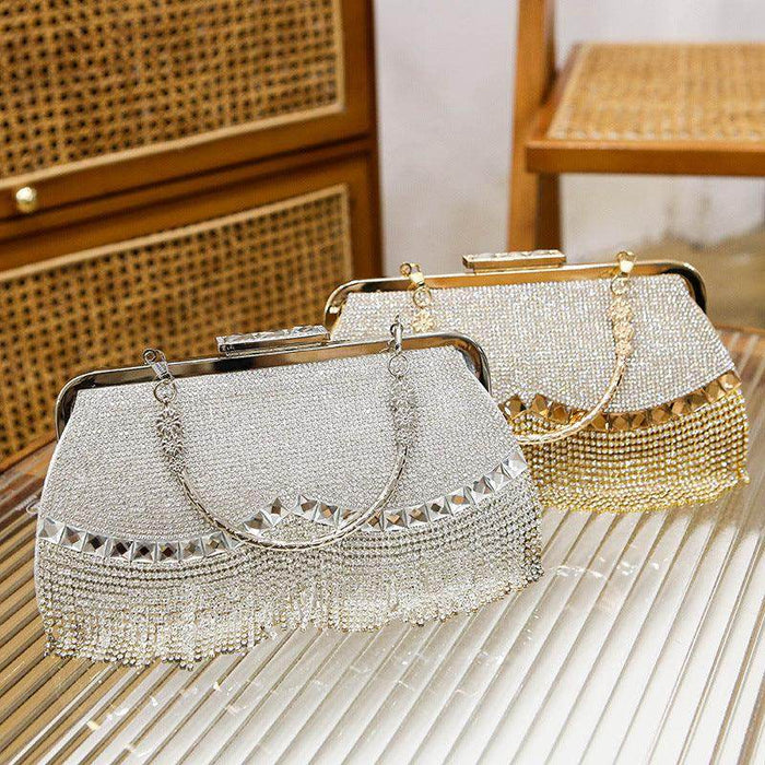Rhinestone fringe evening bag 788222596906 - COCOMELODY