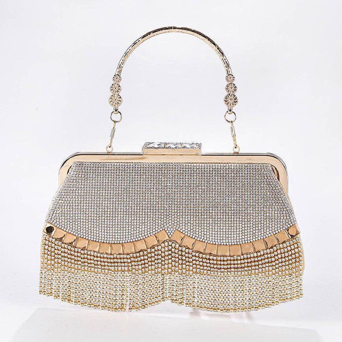 Rhinestone fringe evening bag 788222596906 - COCOMELODY