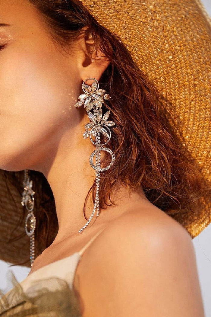Rhinestone Tassels Drop Earrings 571353900963 - COCOMELODY