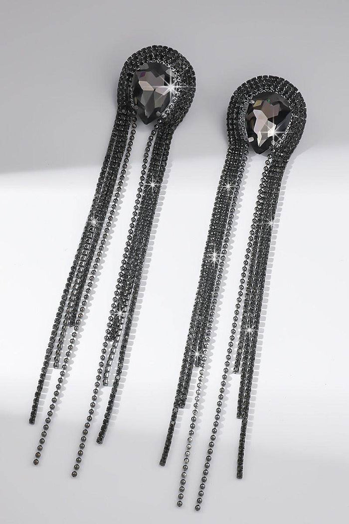 Rhinestone/Tassels Drop Earrings 782231045208 - COCOMELODY