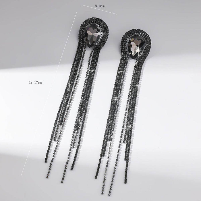 Rhinestone/Tassels Drop Earrings 782231045208 - COCOMELODY