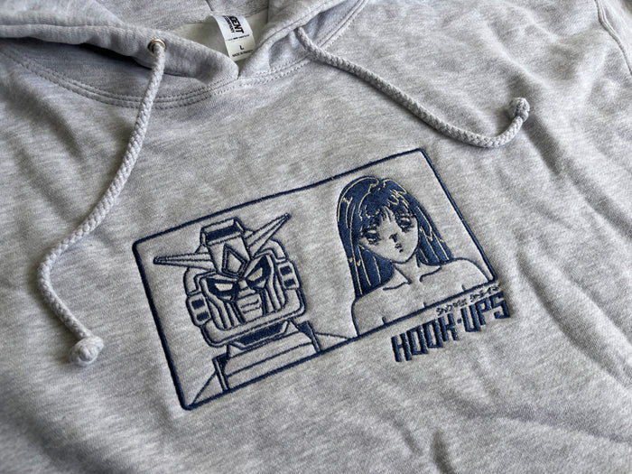 Robot + Girl HEAVYWEIGHT HOODED SWEATSHIRT - HEATHER GREY