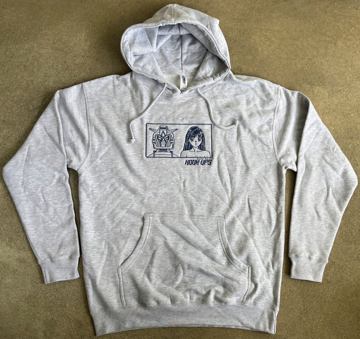 Robot + Girl HEAVYWEIGHT HOODED SWEATSHIRT - HEATHER GREY