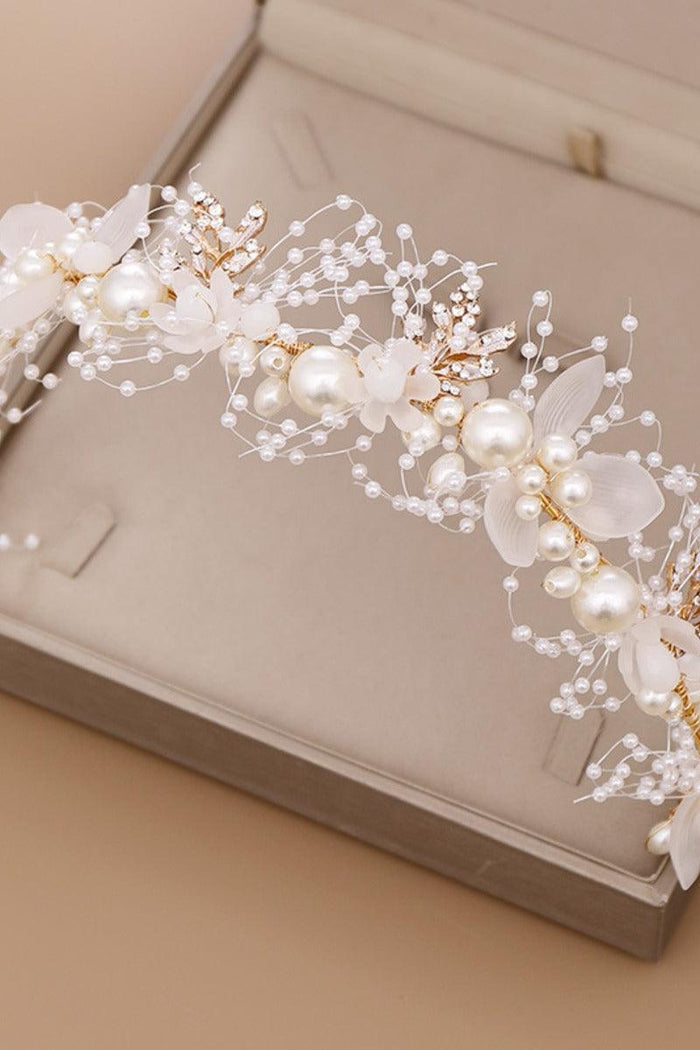 Romantic Princess Pearl Floral Flower Girl Headband 618018628212