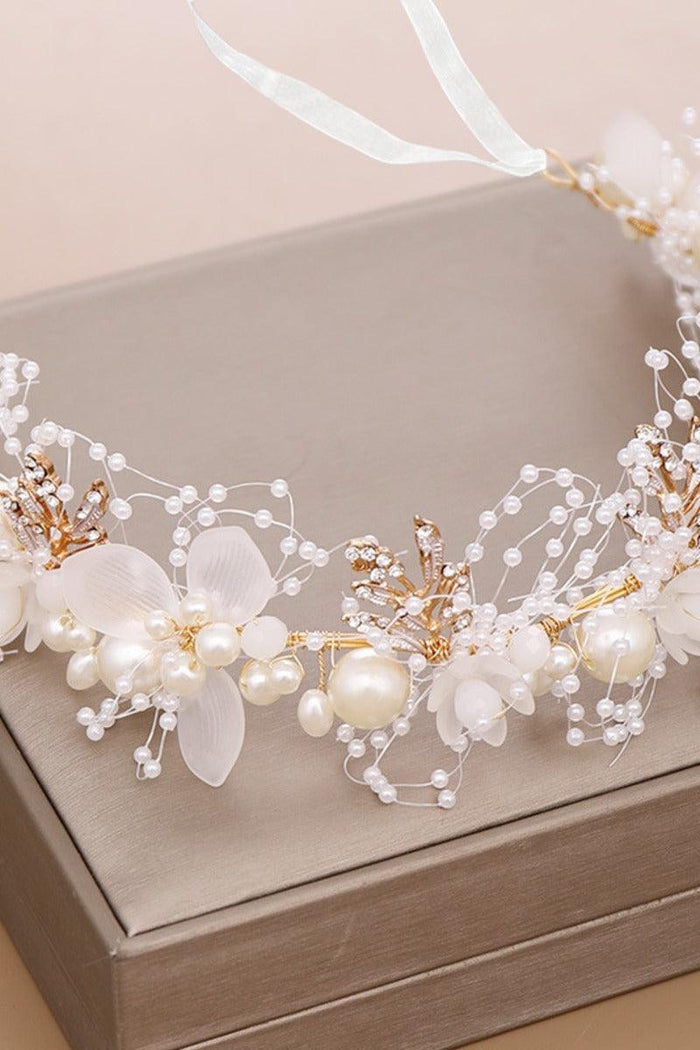 Romantic Princess Pearl Floral Flower Girl Headband 618018628212