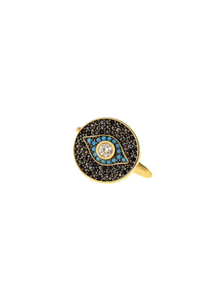 Rings ASTRA Round Evil Eye Ring Gold-Black-Turquoise-White O/S Apoella