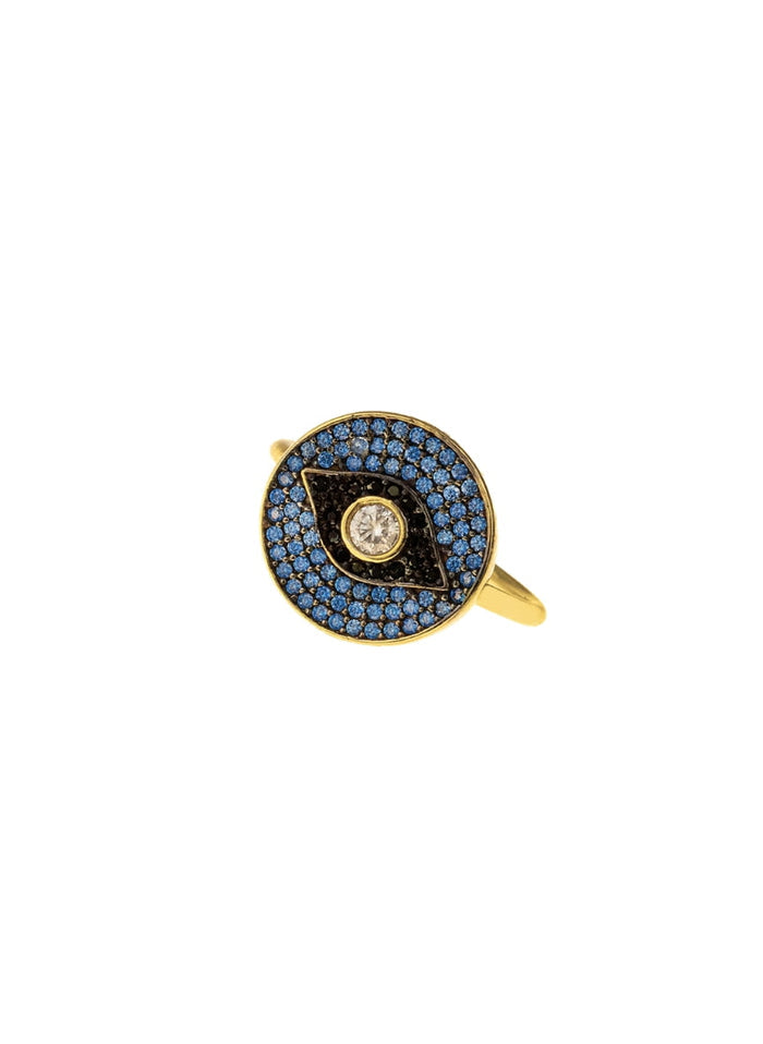 Rings ASTRA Round Evil Eye Ring Gold-Sky-Black-White O/S Apoella