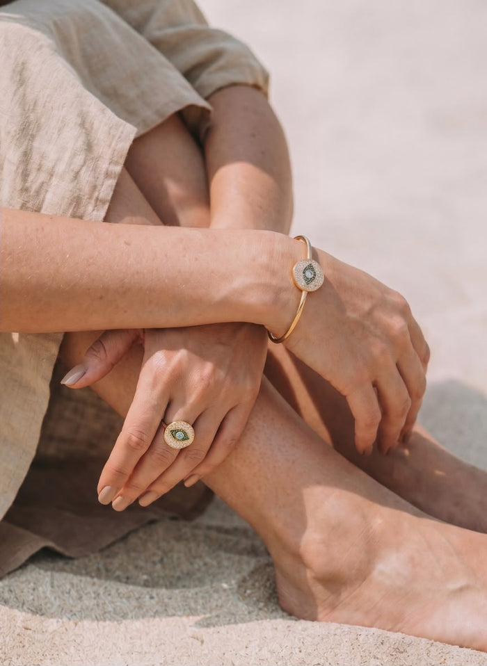 Bracelets ASTRA Round Eye Bracelet Gold-White-Green-Sky O/S Apoella