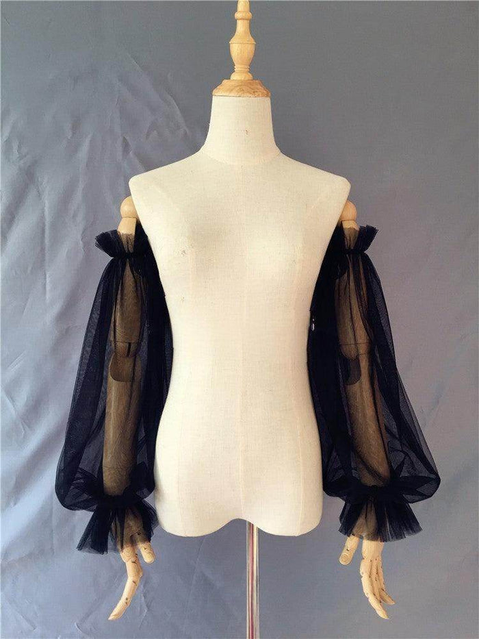 Ruffled black elastic sleeves 583122974681 - COCOMELODY