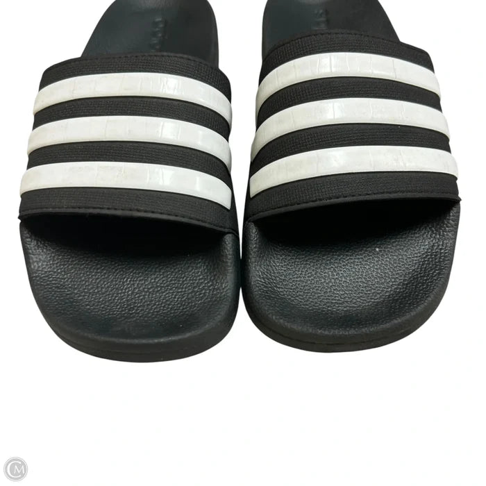 Sandals Flats By Adidas In Black & White, Size: 6