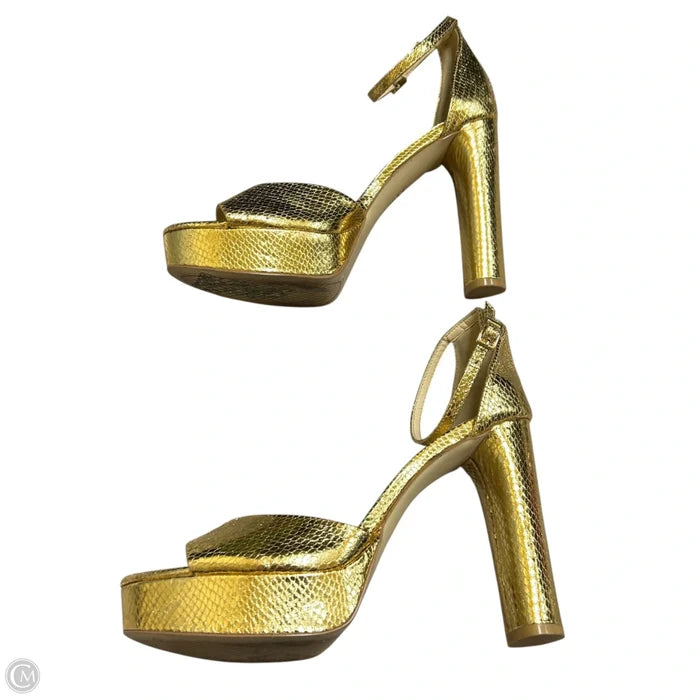 Sandals Heels Block By Jessica Simpson In Gold, Size: 10