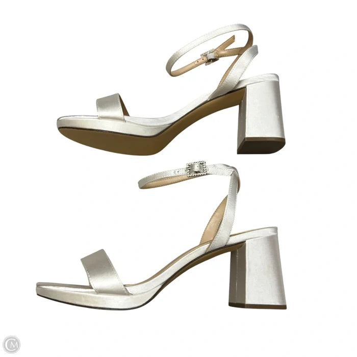 Sandals Heels Block By Nina In White, Size: 7.5