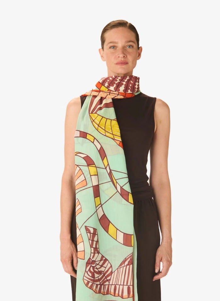 Scarf Inoui Editions Scarf 100 Cerfs Volants Turquoise O/S Apoella