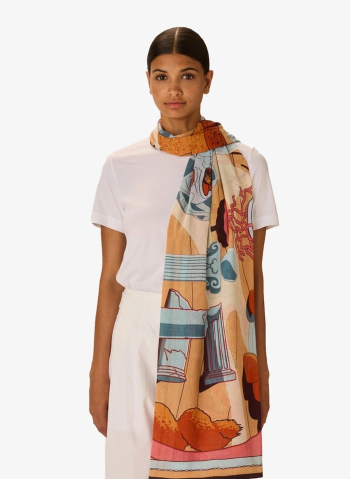 Scarf Inoui Editions Scarf 100 Jardin Coral O/S Apoella