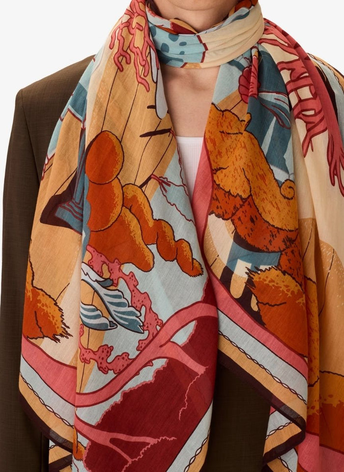 Scarf Inoui Editions Scarf 100 Jardin Coral O/S Apoella