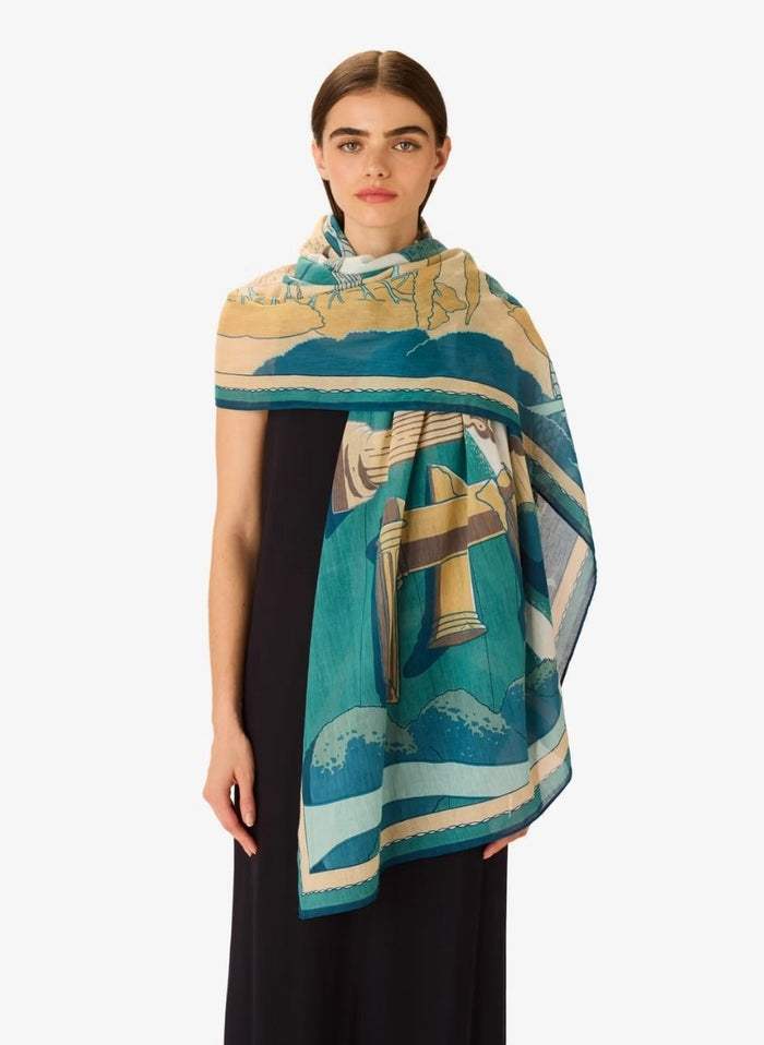 Scarf Inoui Editions Scarf 100 Jardin Turquoise O/S Apoella