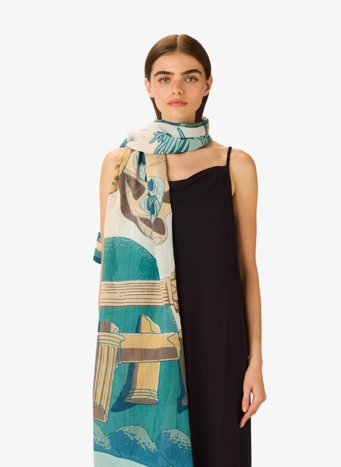 Scarf Inoui Editions Scarf 100 Jardin Turquoise O/S Apoella