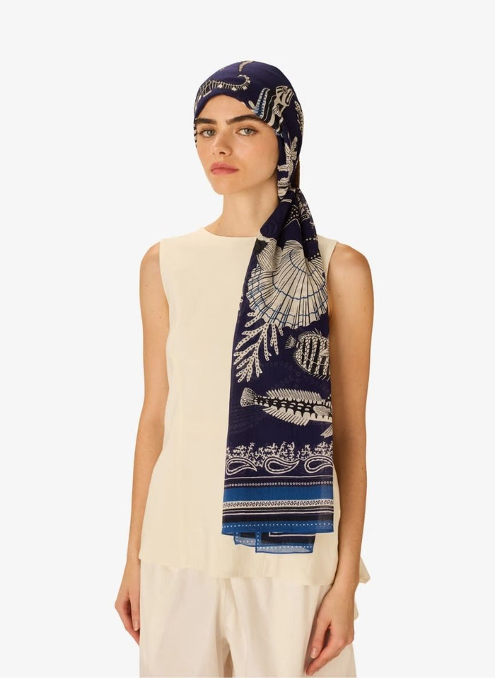 Scarf Inoui Editions Scarf 100 Neptune Bleu Marine O/S Apoella