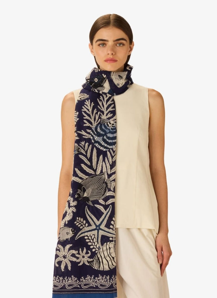 Scarf Inoui Editions Scarf 100 Neptune Bleu Marine O/S Apoella