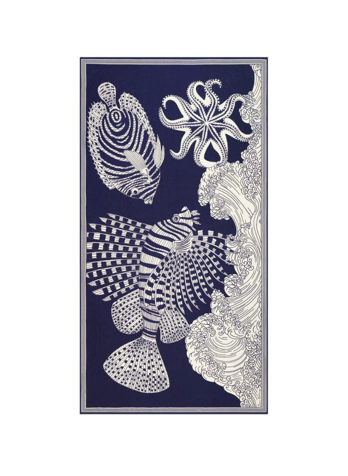 Scarf Inoui Editions Scarf 100 Vague Bleu Marine O/S Apoella