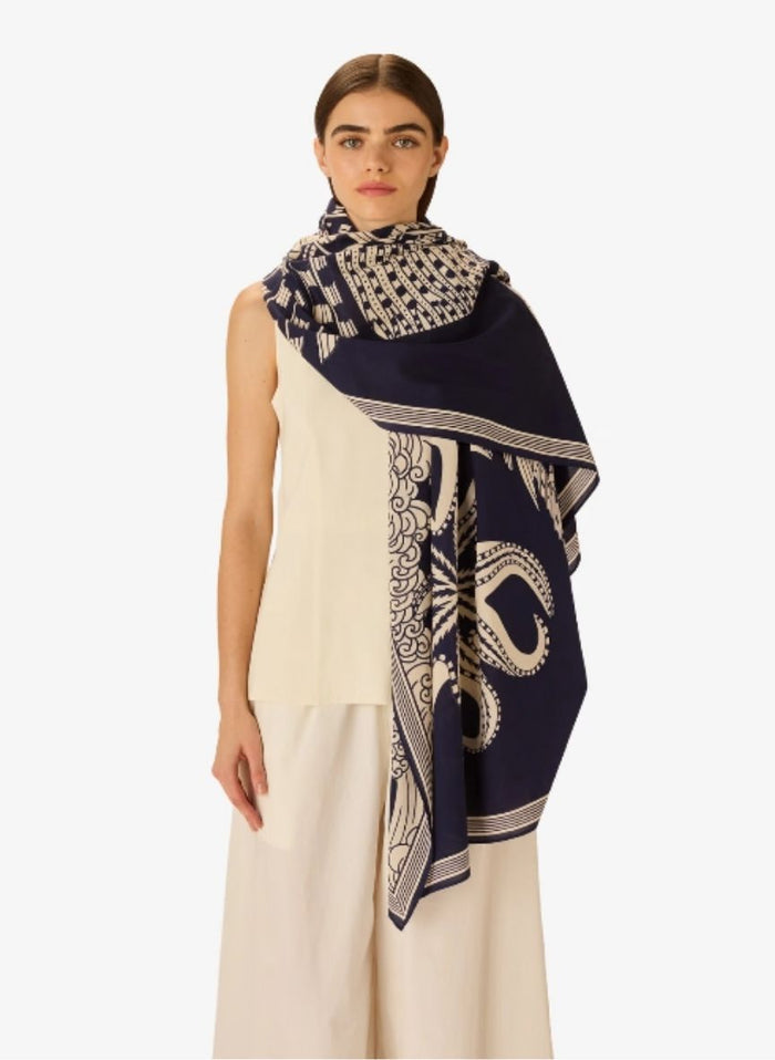 Scarf Inoui Editions Scarf 100 Vague Bleu Marine O/S Apoella