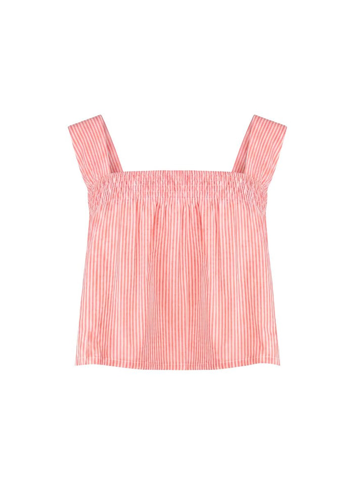 Tops APOELLA Selini Smocked Top Striped Peach Pink Apoella