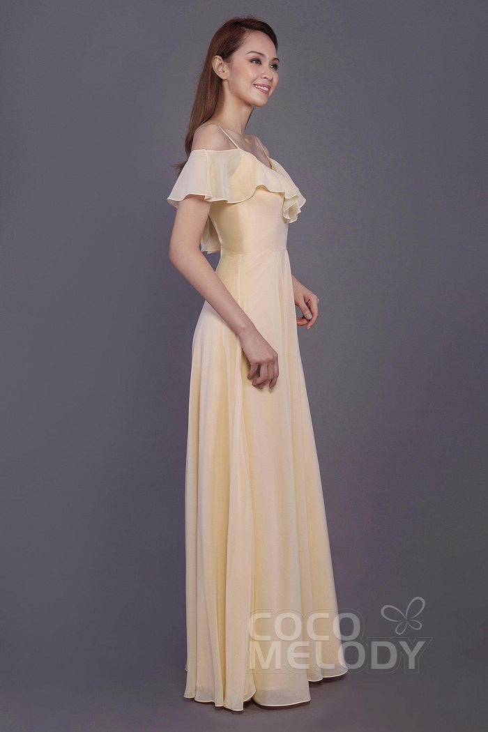 Sheath-Column Floor Length Chiffon Bridesmaid Dress PR3570PS - COCOMELODY