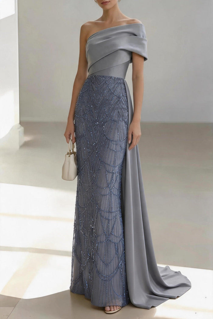 Sheath-Column Floor Length Satin Mother of the Bride Dress CM0438