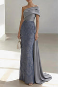 Sheath-Column Floor Length Satin Mother of the Bride Dress CM0438