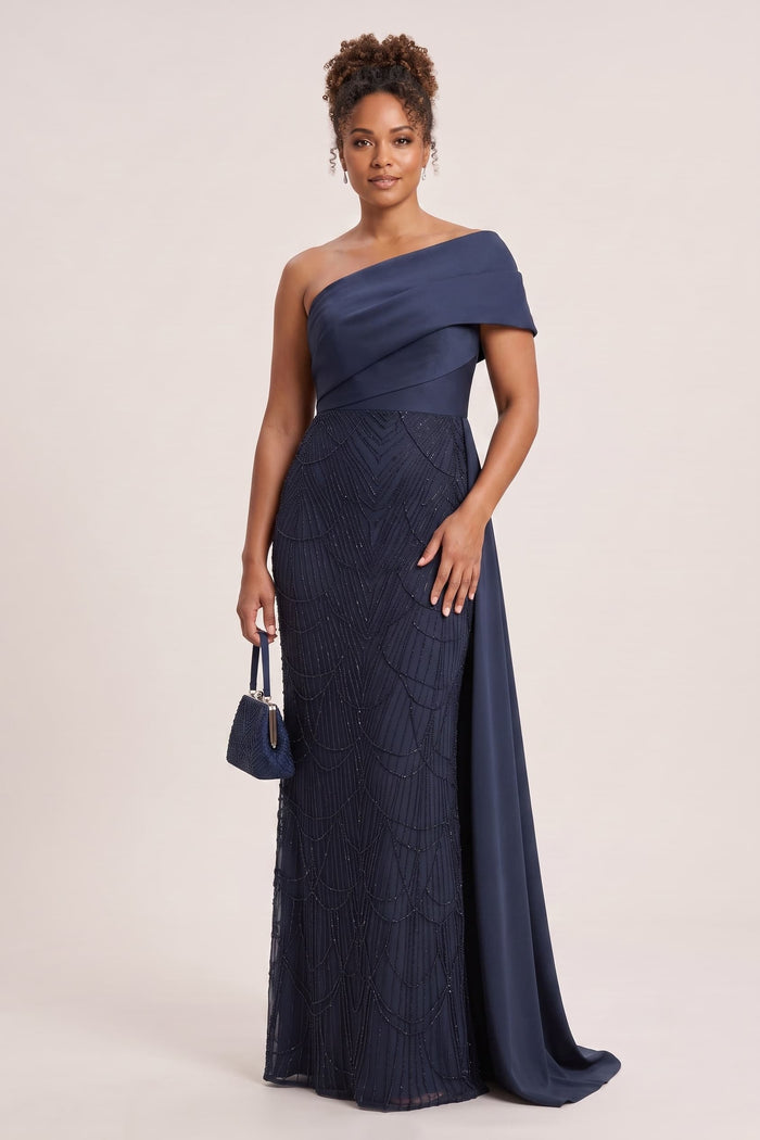 Sheath-Column Floor Length Satin Mother of the Bride Dress CM0438