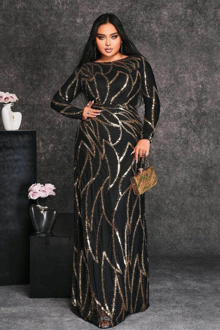 Sheath-column floor length sequined dress 830733471572 - COCOMELODY