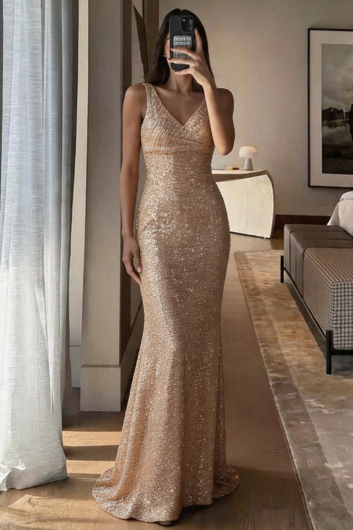 Sheath-Column Floor Length Sequined Dress CB0404CR