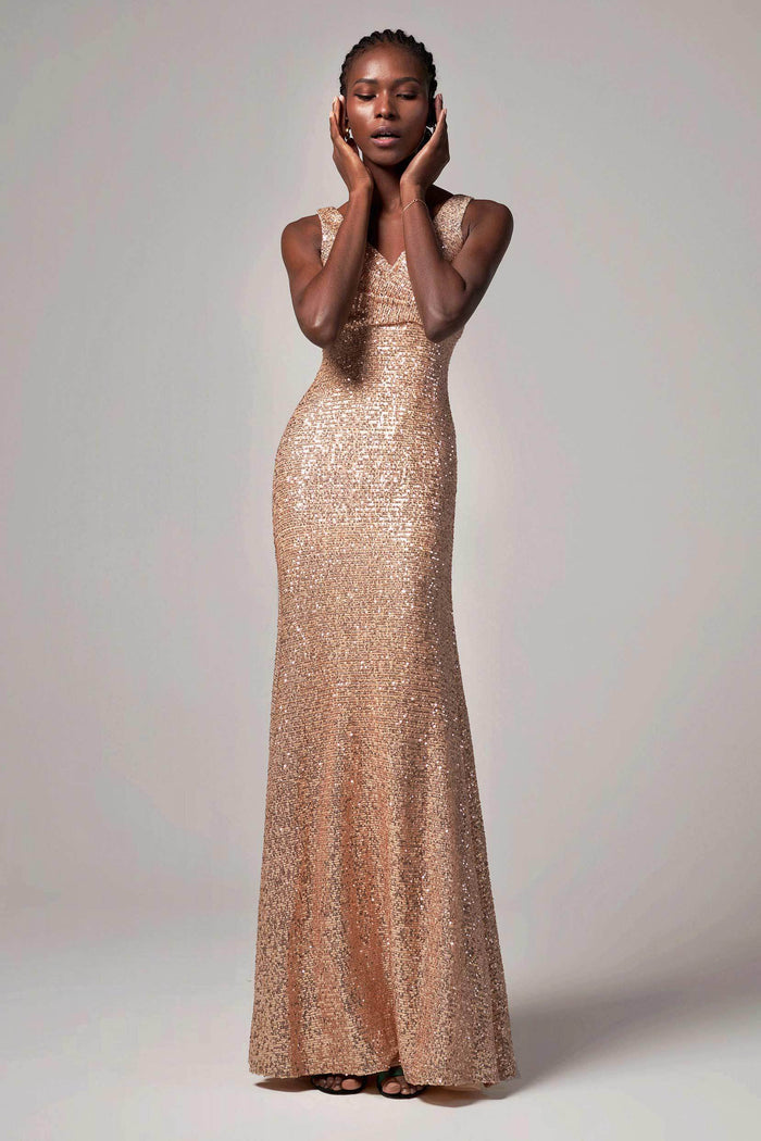 Sheath-Column Floor Length Sequined Dress CB0404 - COCOMELODY