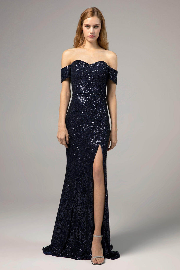 Sheath-Column Floor Length Sequined Dress CS0288CR - COCOMELODY