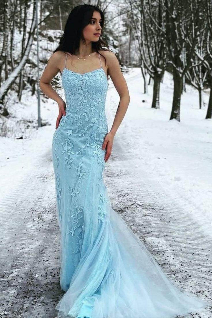 Sheath-Column Floor Length Tulle Prom Dress CS0489 - COCOMELODY