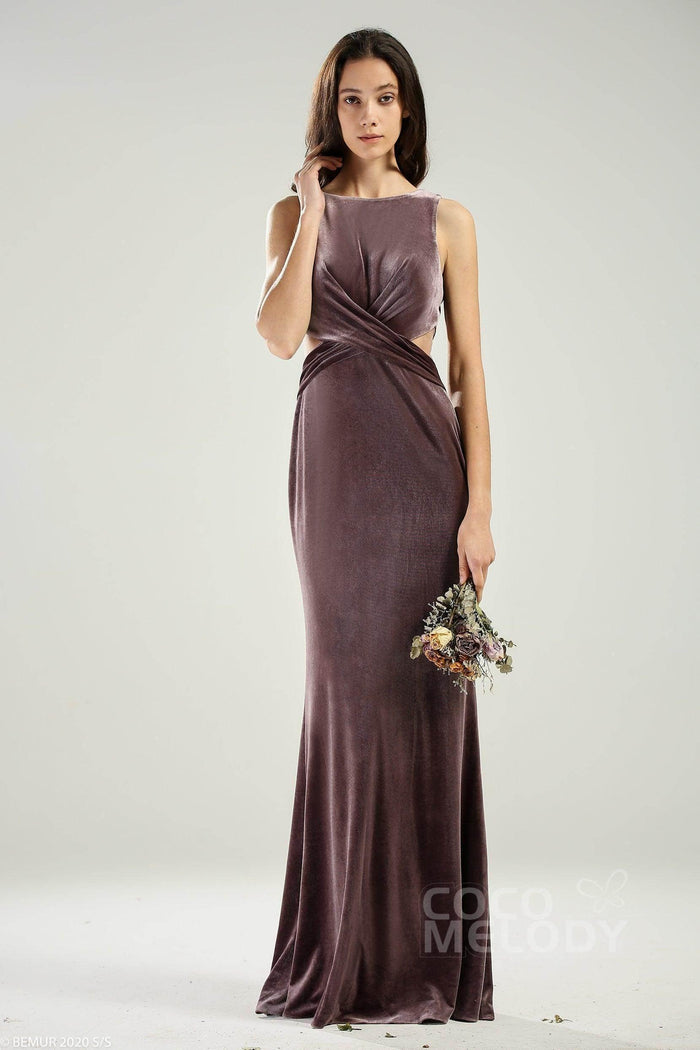 Sheath-Column Floor Length Velvet Dress CB0624CS - COCOMELODY