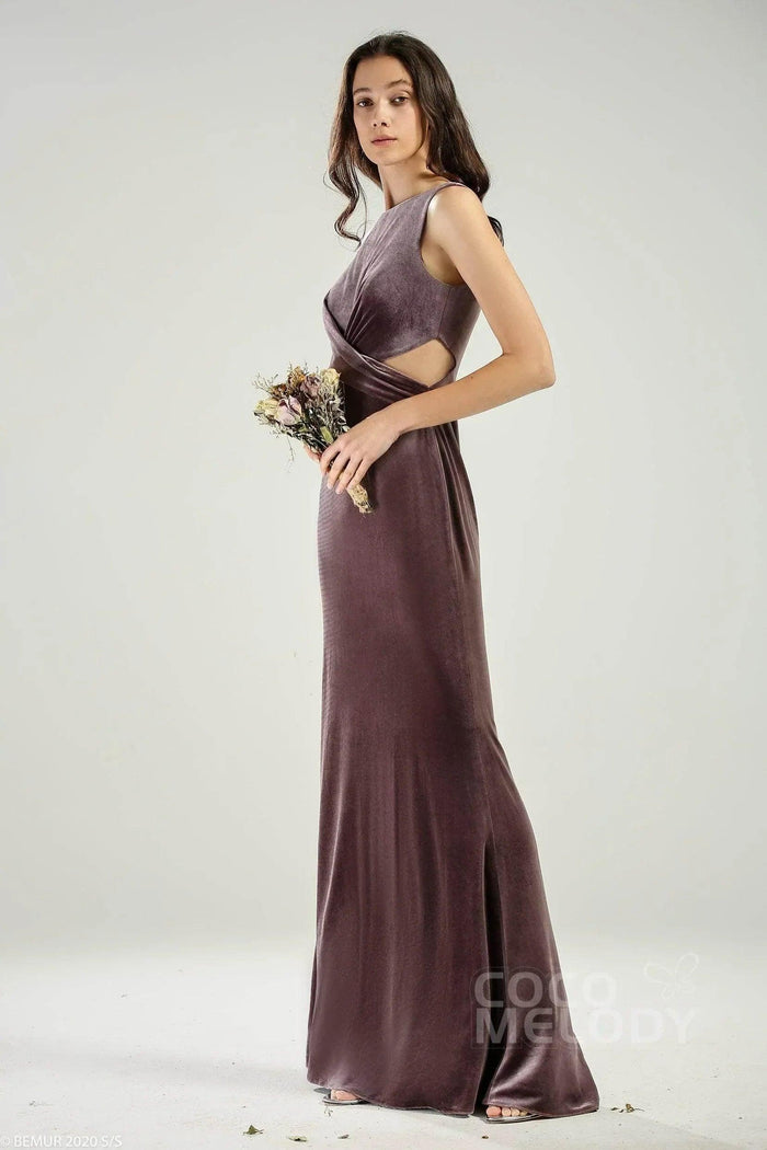 Sheath-Column Floor Length Velvet Dress CB0624CS - COCOMELODY