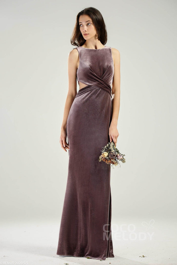 Sheath-Column Floor Length Velvet Dress CB0624CS - COCOMELODY