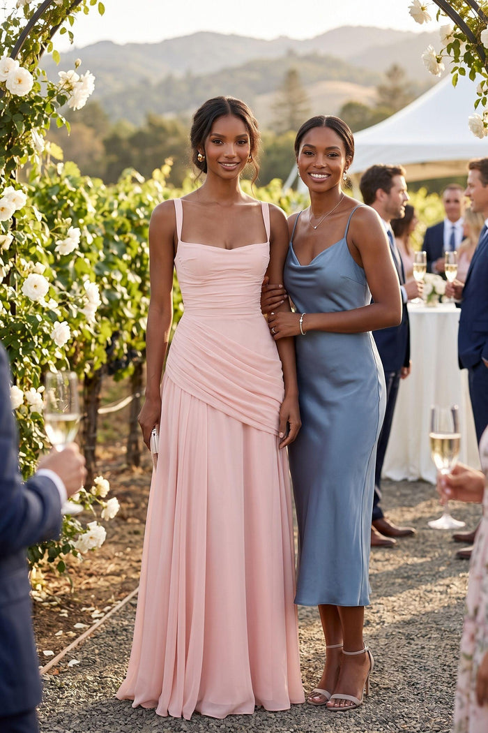 Sheath-Column Maxi Chiffon Bridesmaid Dress CG0346BM
