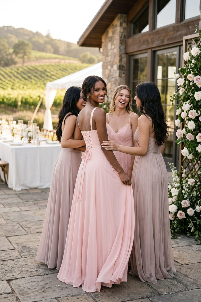Sheath-Column Maxi Chiffon Bridesmaid Dress CG0346BM