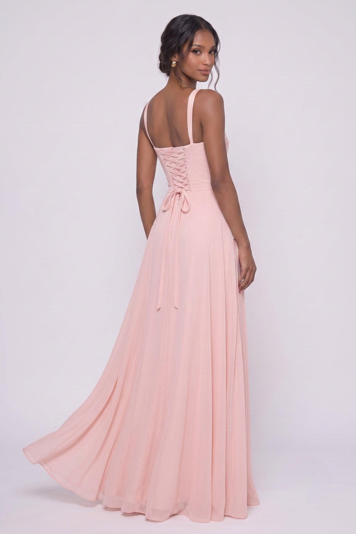 Sheath-Column Maxi Chiffon Wedding Guest Dress CG0346