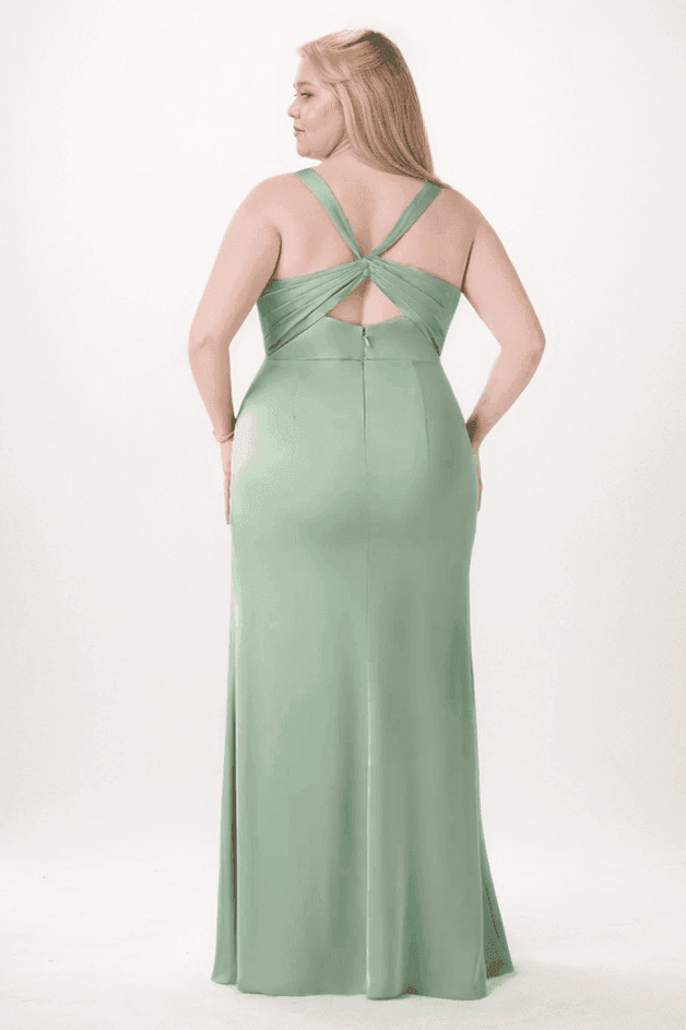 Sheath-Column Maxi Elastic Silk like Satin Bridesmaid Dress CB0735 - COCOMELODY