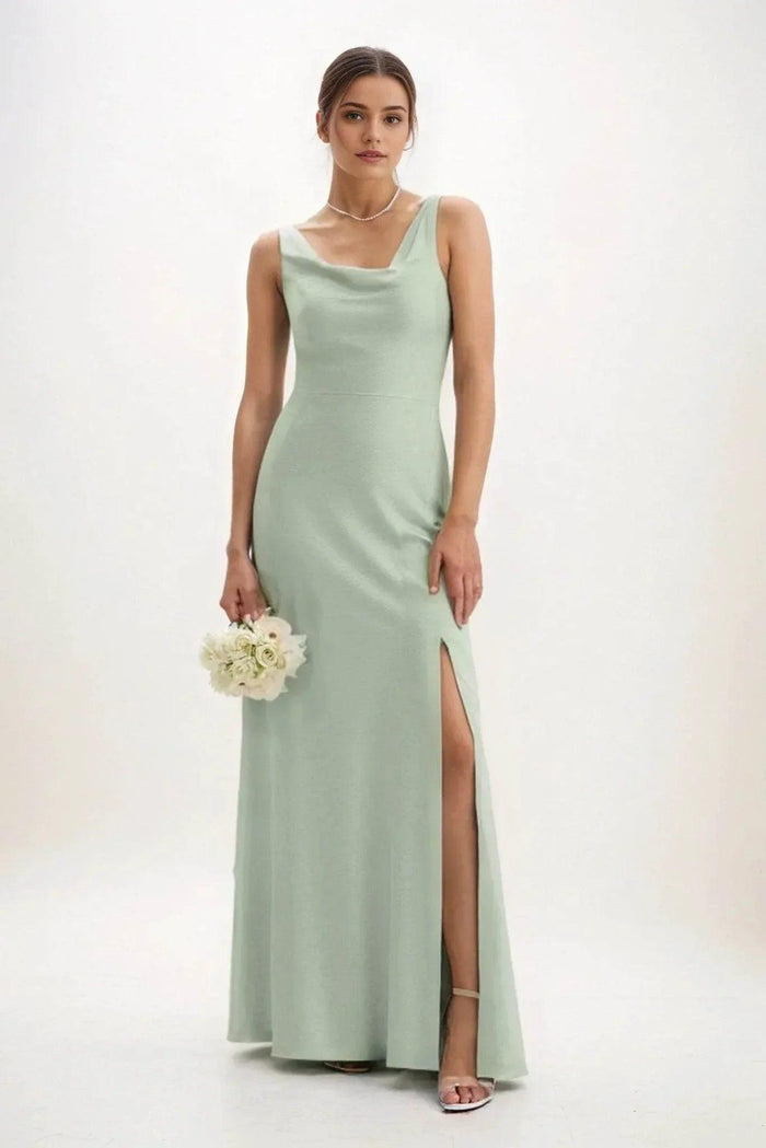 Sheath-Column Maxi Luxe Satin Dress CB0816CS - COCOMELODY